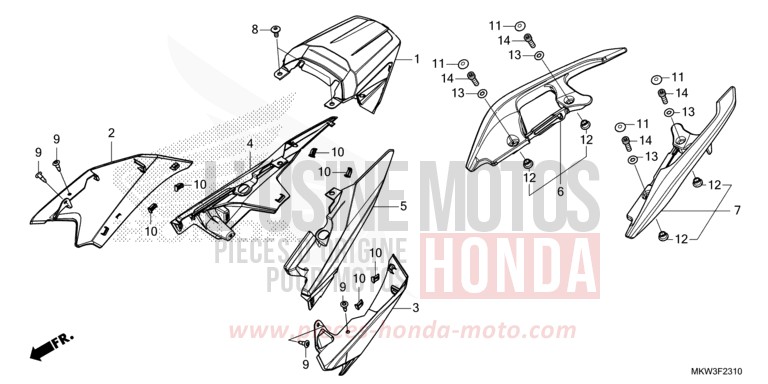 MOULURE DE SIEGE von NC750X DCT GLINT WAVE BLUE METALLIC (B197) von 2021